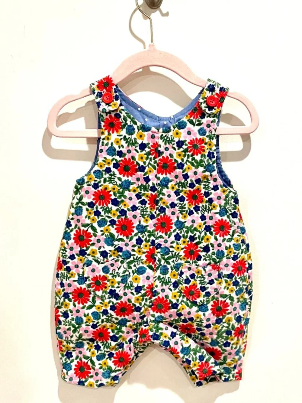 NWT!  Baby Boden Floral Courduroy Overalls - Sz. 0-3 mo.